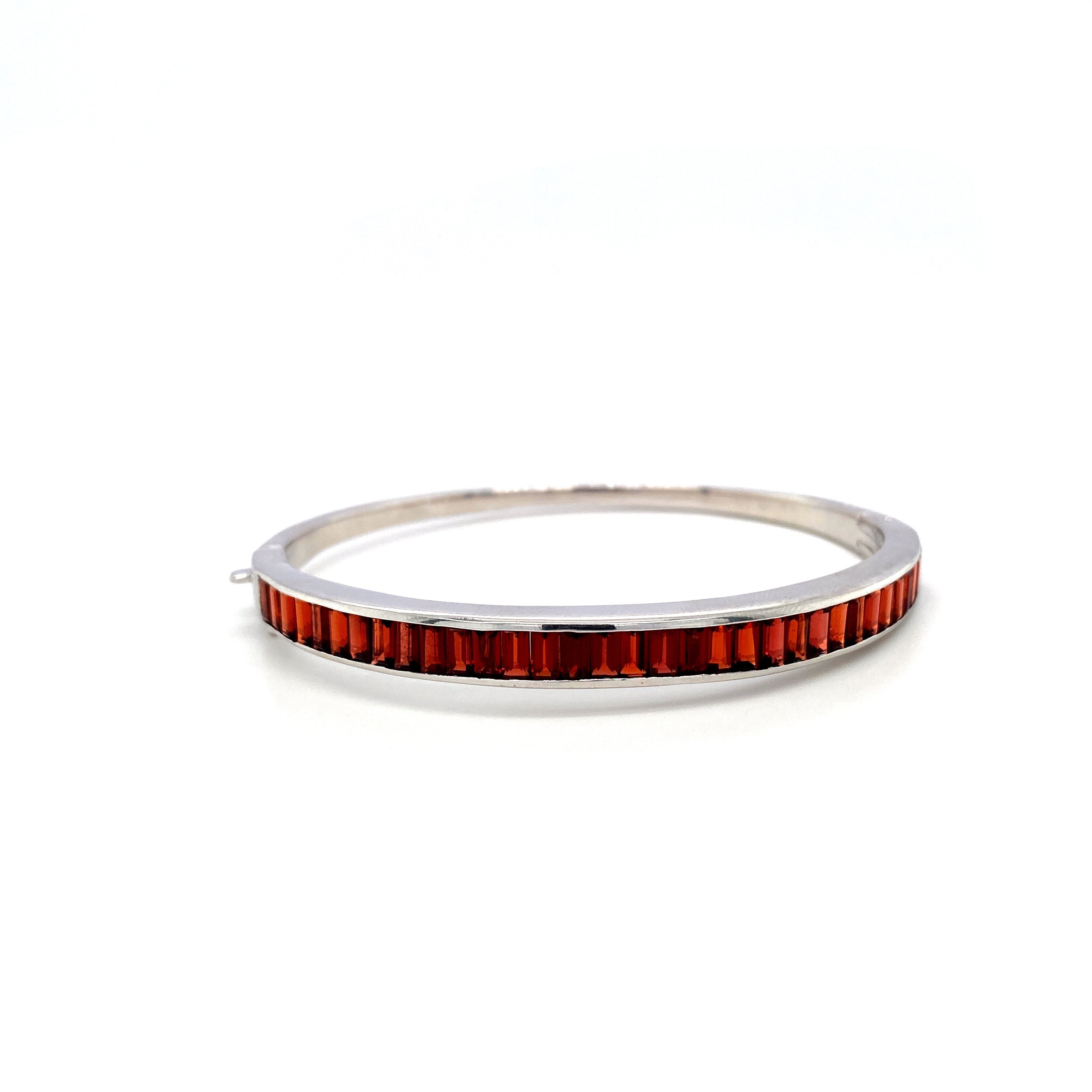 Garnet Bangle in .925 Sterling Silver - KSD 43495