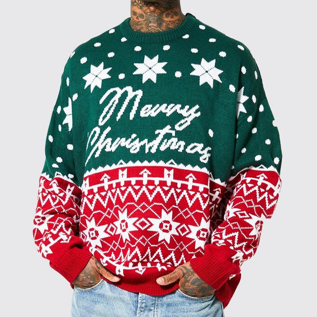 European And American Autumn And Winter Christmas Knitwear Christmas Jacquard Loose Pullover
