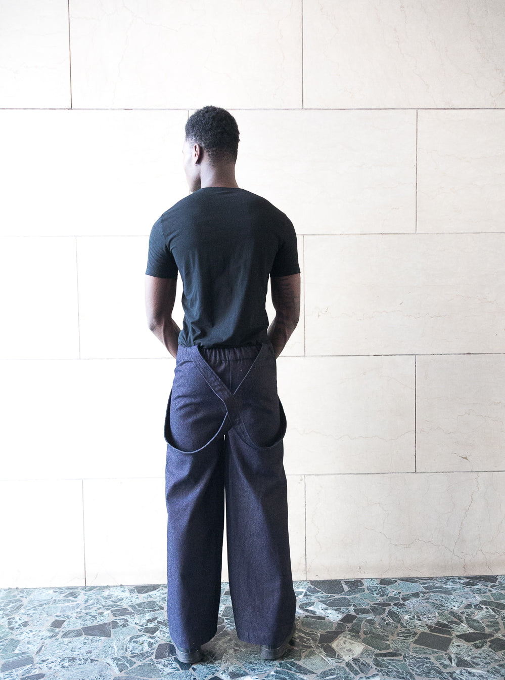 Pantaloni modern style elasticizzati con bretelle - unisex